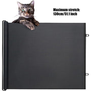 1pc Easy Install Retractable Black PVC Pet Gate - No Drill Safety Fence For Indoor Stairs, Dog Barrier, Cat Enclosure With Automatic Closing Feature, Cat Gate For Outsid