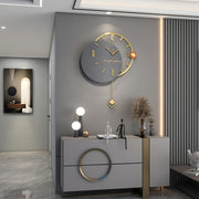 1pc Round Metal Case Wall Clock - Modern Simplicity Light Luxury Design, Battery Powered, Easy To Read, Silent Sweep Movement, Perfect For Living Room Decoration - Without Battery