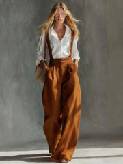 Elegant Wide-Leg Suspender Pants for Women