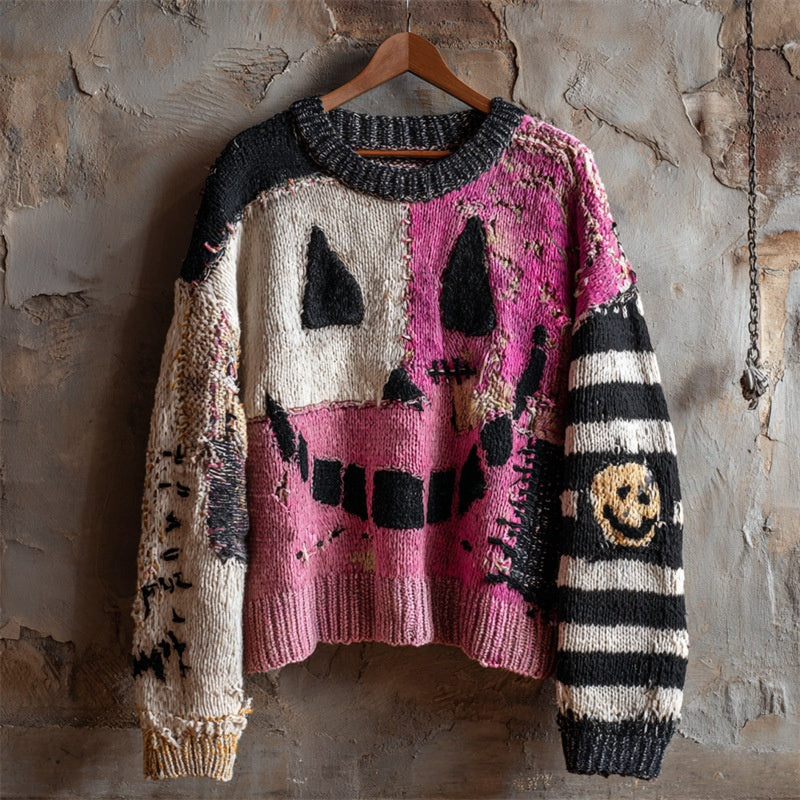Digital-print Crew-neck Loose-fit Sweater