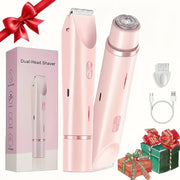 Women's 2-in-1 Bikini & Facial Electric Razor - USB Rechargeable Cordless Epilator for Wet/Dry Use, Multi-Purpose Hair Remover for Sensitive Beige, Bikini, Face, Legs, Arms, Underarms - Portable Sh...
