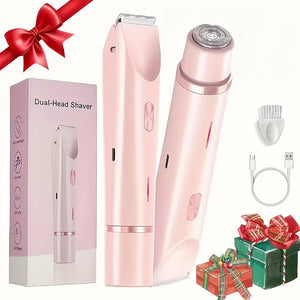 Women's 2-in-1 Bikini & Facial Electric Razor - USB Rechargeable Cordless Epilator for Wet/Dry Use, Multi-Purpose Hair Remover for Sensitive Beige, Bikini, Face, Legs, Arms, Underarms - Portable Sh...