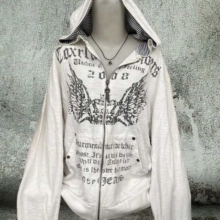 Harajuku Black Hooded Casual Coat Women