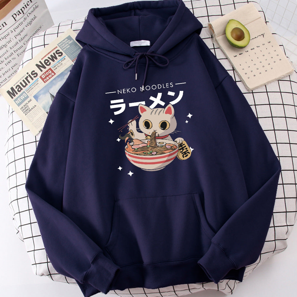 Cute Cat Print Women's Pullover Retro Sweatshirt