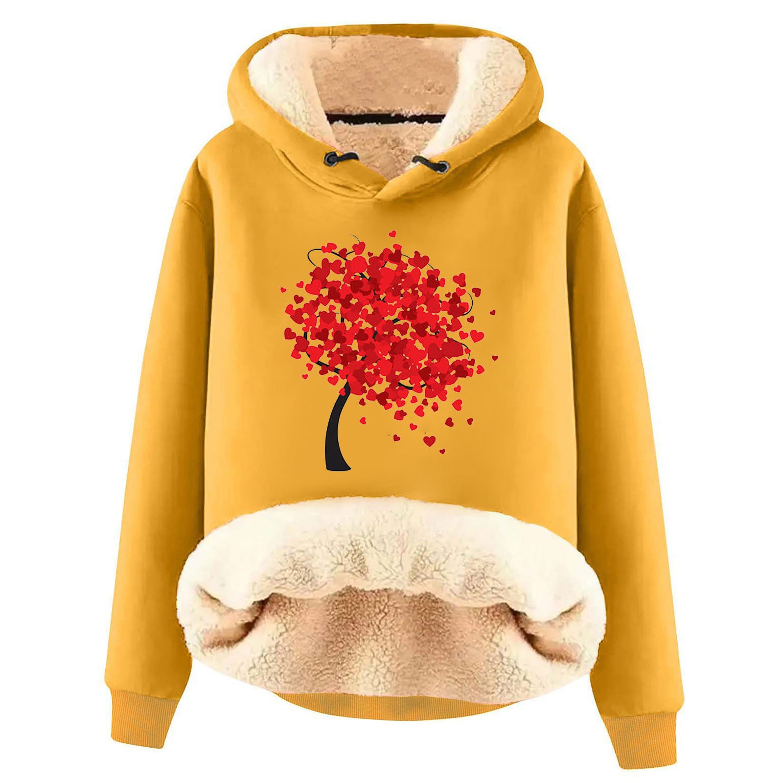 Fleece-Lined Warm Loose Hooded Pullover Sweatshirt