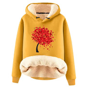 Fleece-Lined Warm Loose Hooded Pullover Sweatshirt