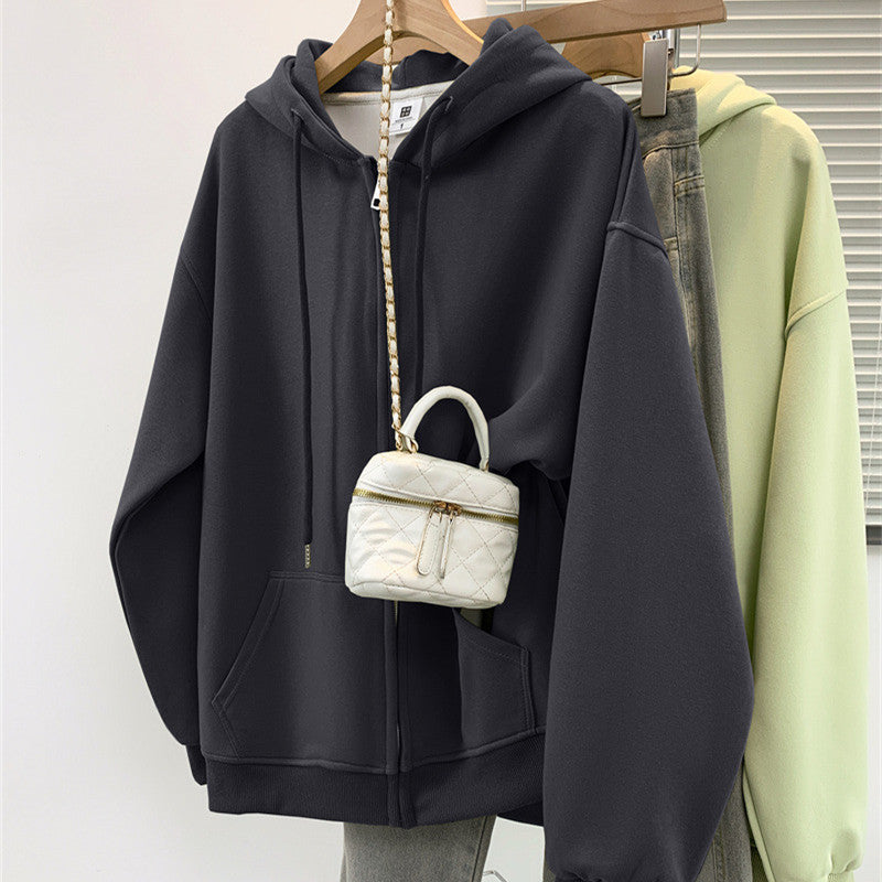 Women's Cozy Cotton Hooded Zip-Up Sweatshirt