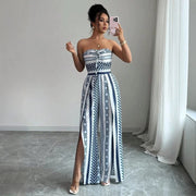 Womens Stylish Belted Slit-print Jumpsuit With A Cinched Waist