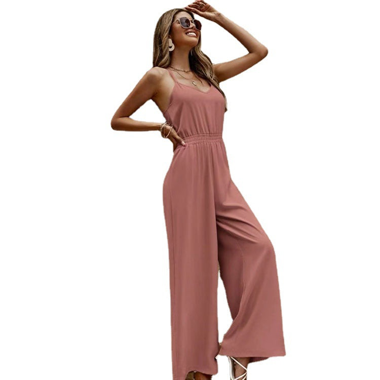 Elegant High-Drape Tube Top Loose Strap Women's Jumpsuit