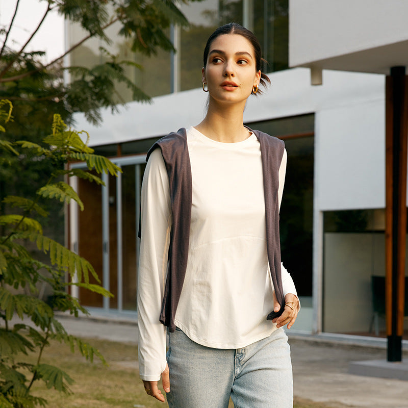 Women's Solid Loose Fit Versatile Round Neck T-Shirt