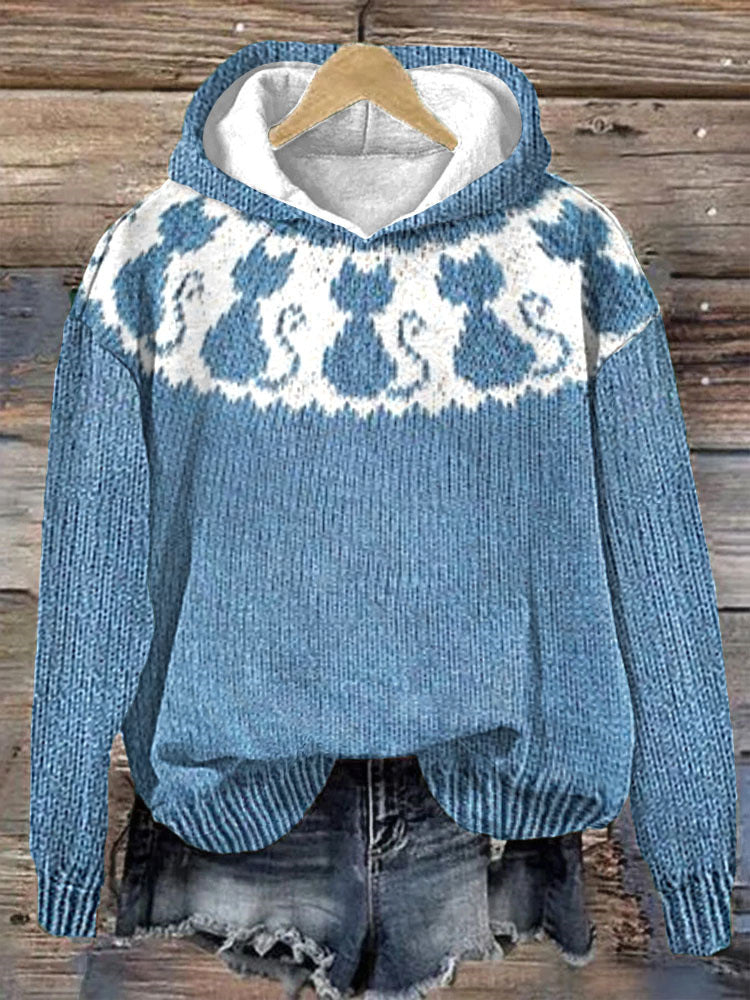 Cozy 3D Digital Print Drop-Shoulder Casual Pullover Sweater
