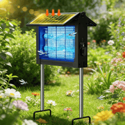 4500V Solar Bug Zapper Outdoor with Dual Solar Panels and USB‑C Fast Charging, Dusk‑to‑Dawn Auto Mode, IPX4 Waterproof