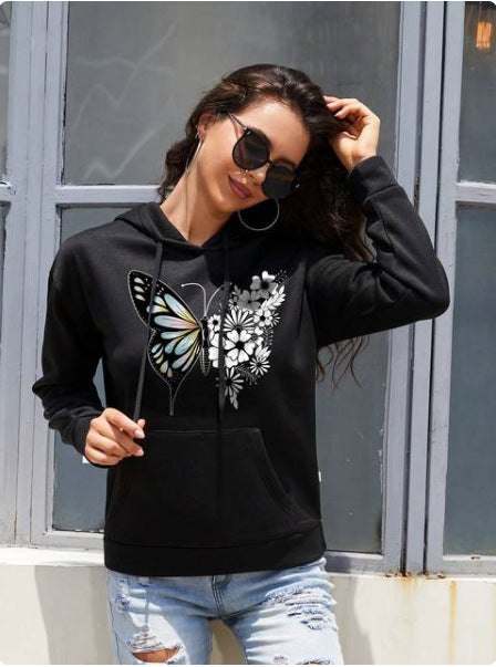 Retro Love Print College Style Women's Pullover Hoodie