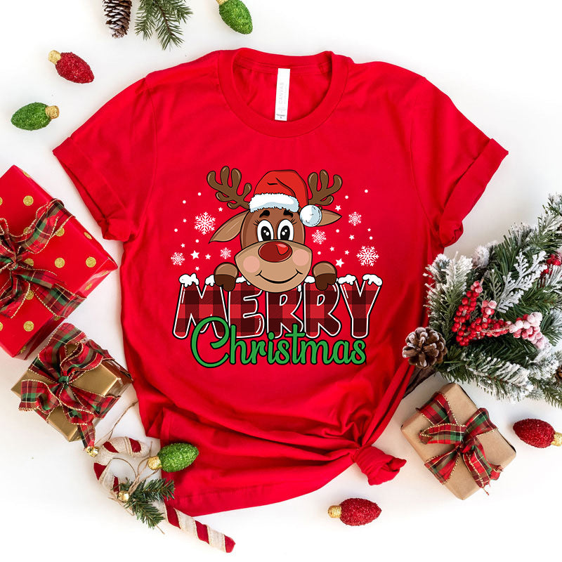 Cute Merry Christmas Printed Tee - Festive Holiday Shirt