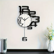 Chic Modern Wall Clock with Silent Digital Display - Battery-Powered, Creative Decor for Home and Office