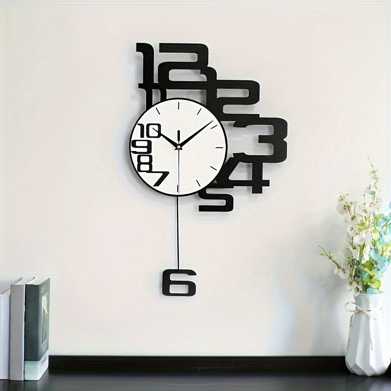 Chic Modern Wall Clock with Silent Digital Display - Battery-Powered, Creative Decor for Home and Office