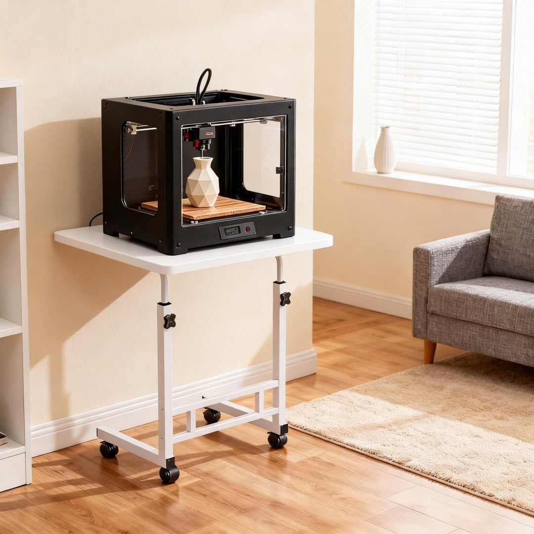 Heavy‑Duty 3D Printer Workbench with Metal Frame, Storage Rack, Large Work Surface and Locking Wheels
