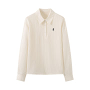 Early Autumn New Embroidered Striped Shirt For Women