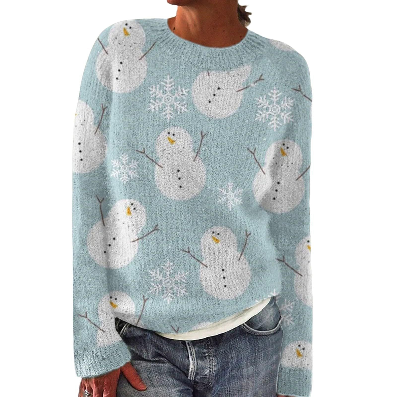 Digital 3D Christmas Round Neck Long Sleeve Sweater