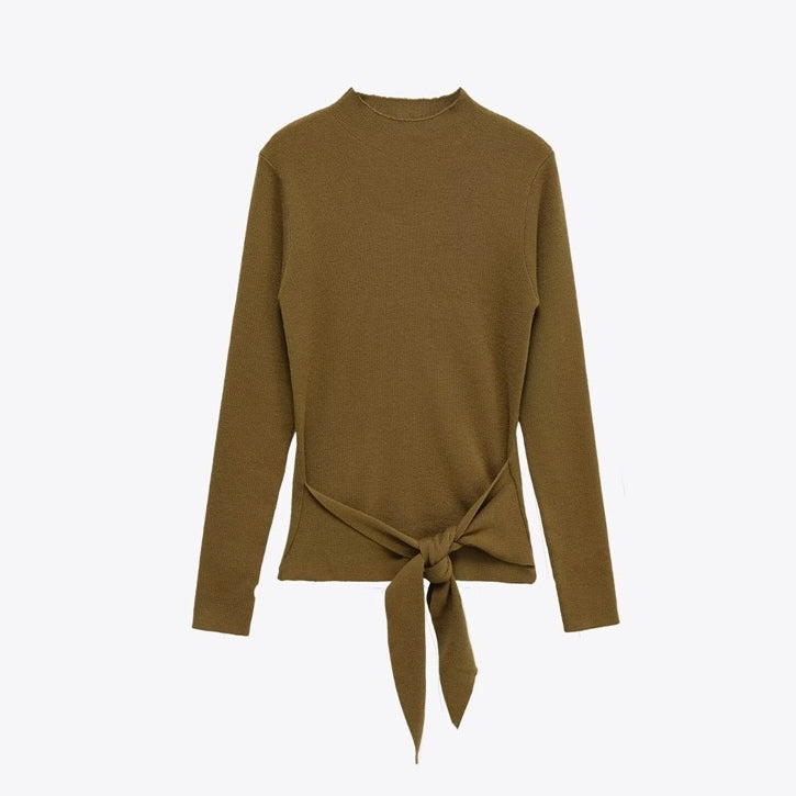 Chic Slim-Fit Long Sleeve Top with Bow