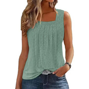 Loose Pleated Square-Collar Suspender Top – Flowy, Street‑Style Comfort