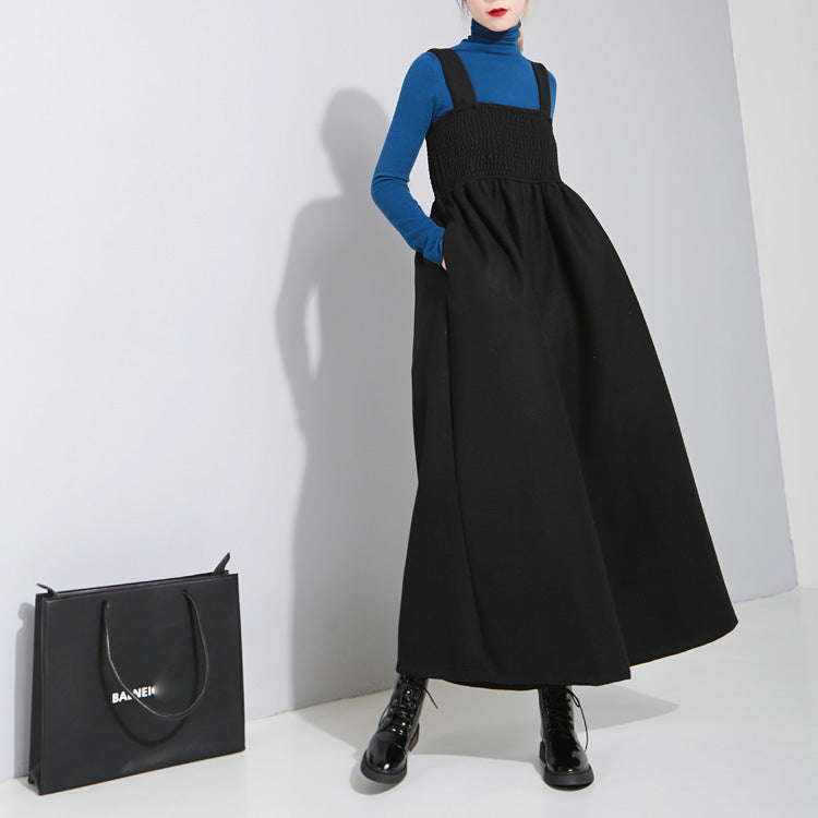 Spring And Summer Pleated Suspender Loose One-piece Oversized Wide-leg Pants
