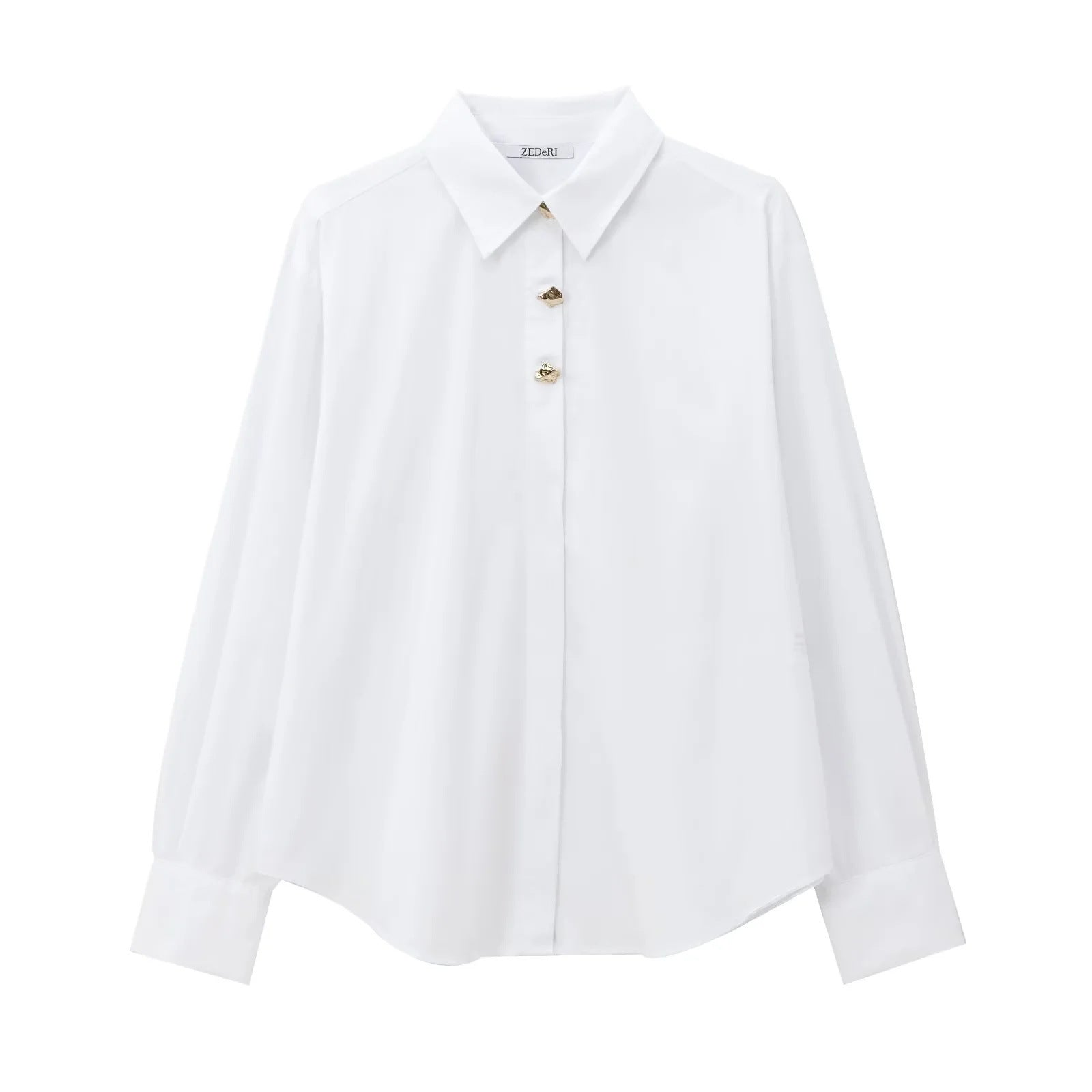 Women's Fashion Polo Collar Gold Breasted