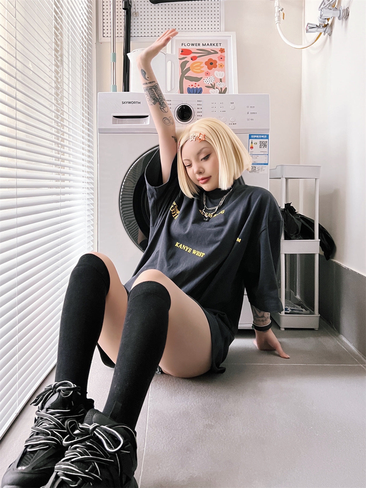 Loose Fit Streetwear Couple Letter Print T-Shirt