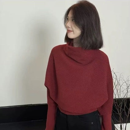 French Semi-high Neck Women's Thick Lazy Style Inner Wear Knitted Sweater
