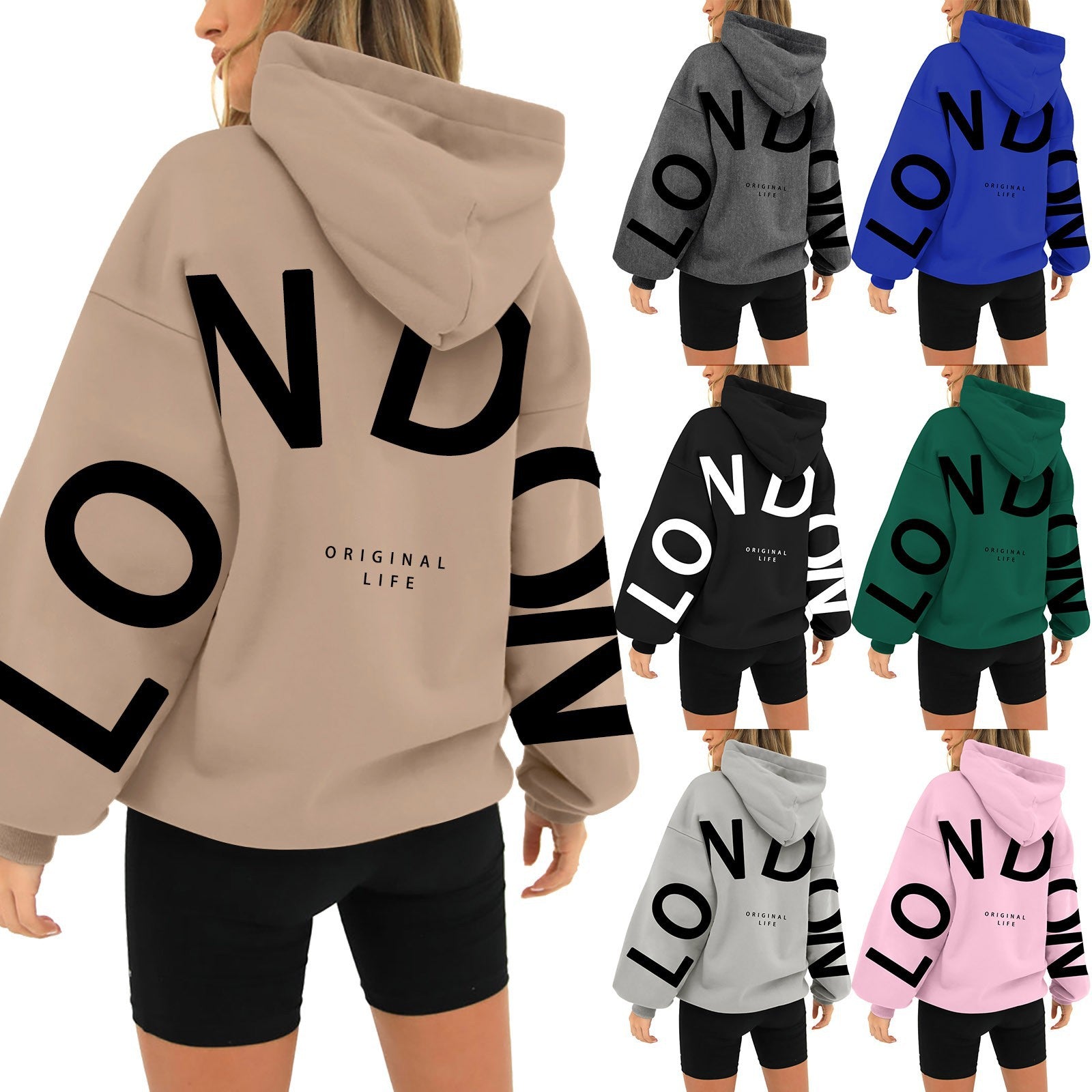 Casual Printed Long Sleeve Pocket Hoodie Sweatshirt