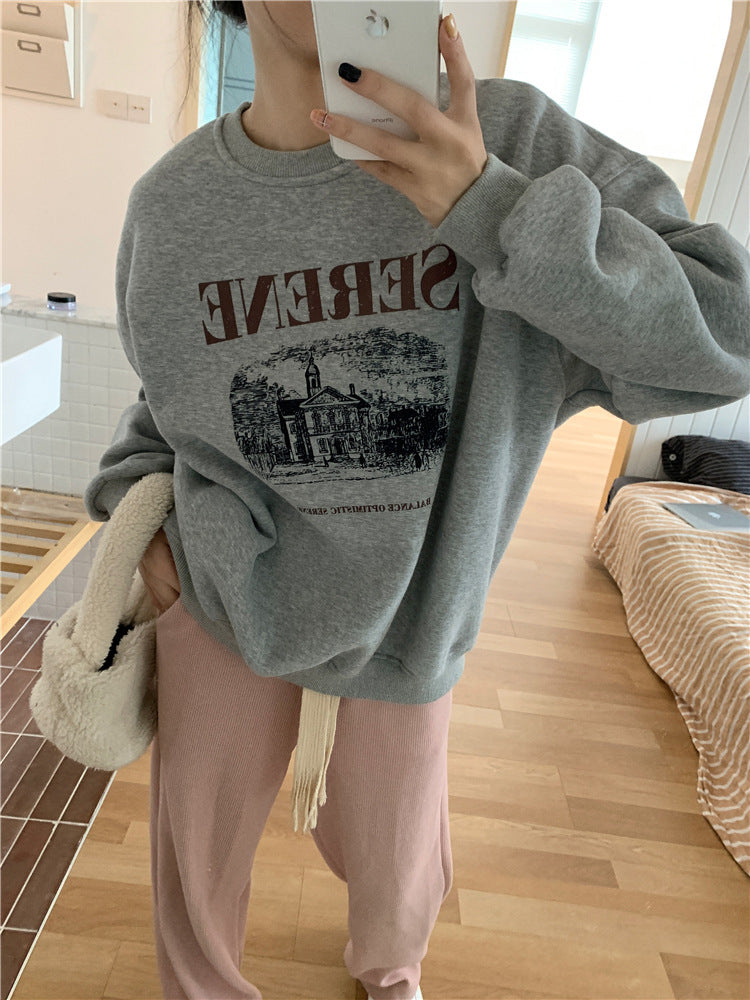 Women's Korean-Style Loose Pullover Hoodie Sweatshirt