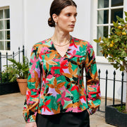 Women's Printed V-Neck Long-Sleeve Shirt