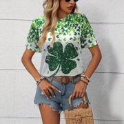 Floral Green 3D Print Women's Crew Neck T-Shirt – Slim Fit Casual