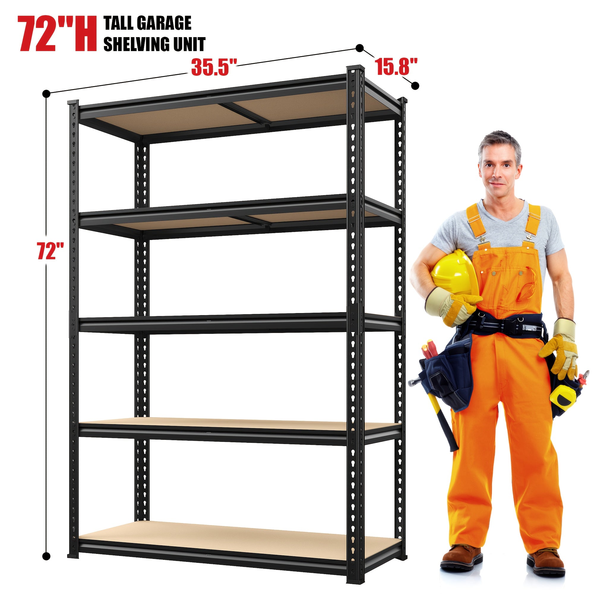 5‑Tier Heavy‑Duty Adjustable Shelving Unit for Basement and Warehouse Storage
