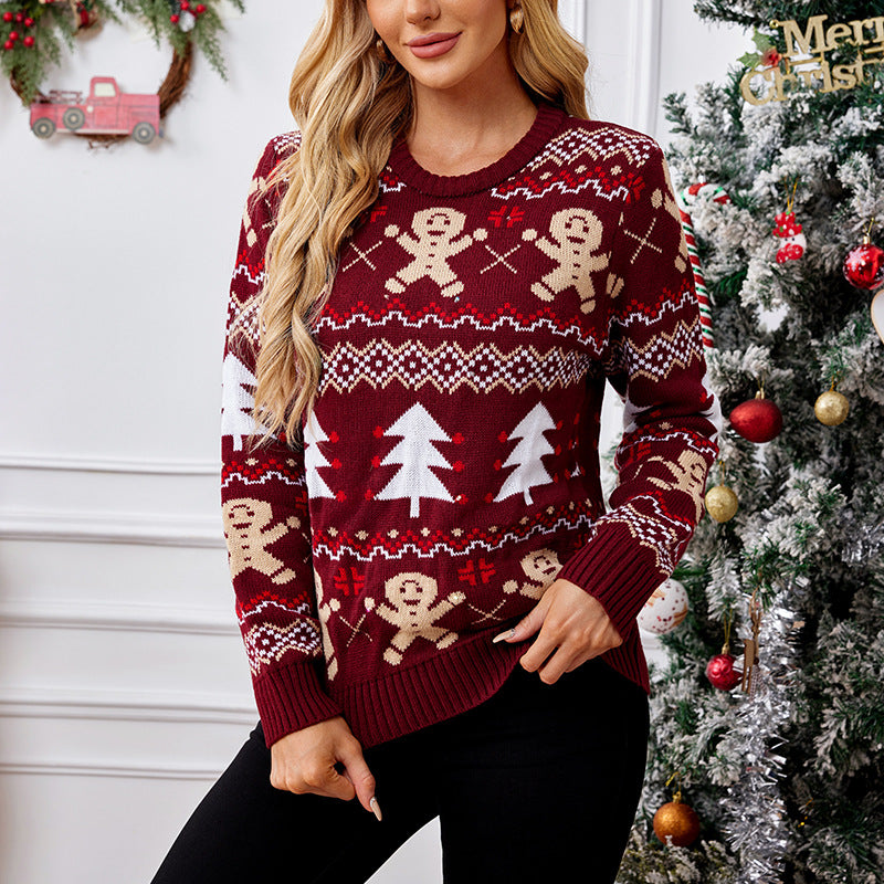 New Gingerbread Man Jacquard Long-sleeve Sweater
