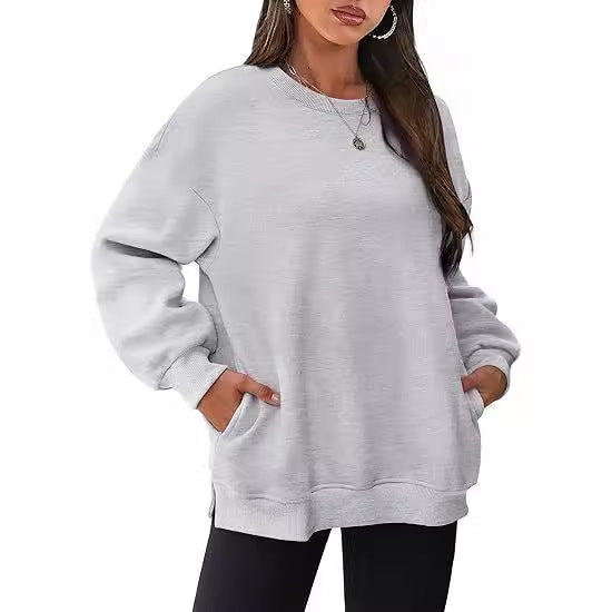 Oversized Velvet Long Sleeve Pullover Sweatshirt