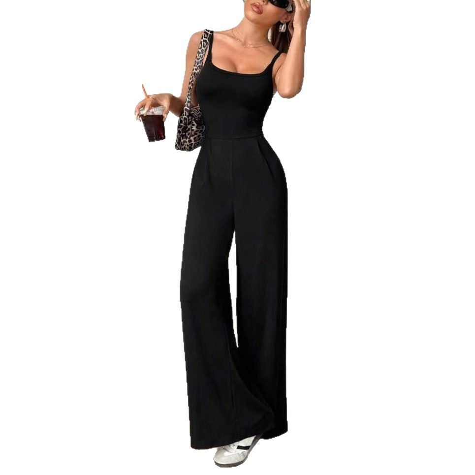 Backless Cross Strap Wide-Leg Jumpsuit