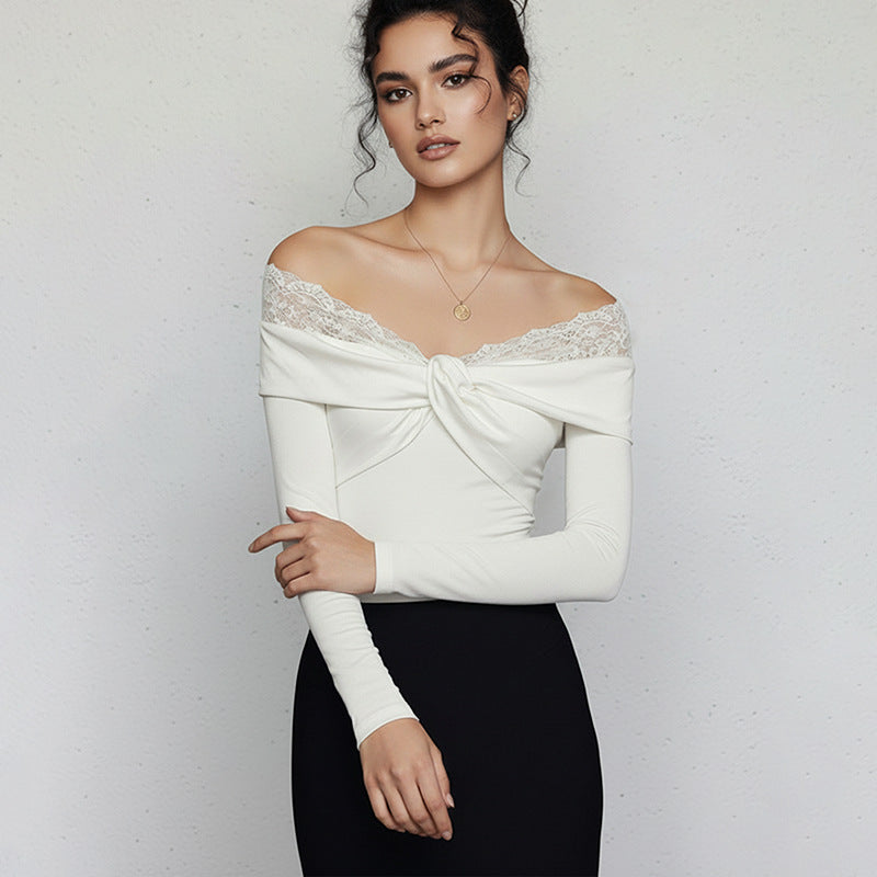 White Lace Off-Shoulder Bodycon Jumpsuit