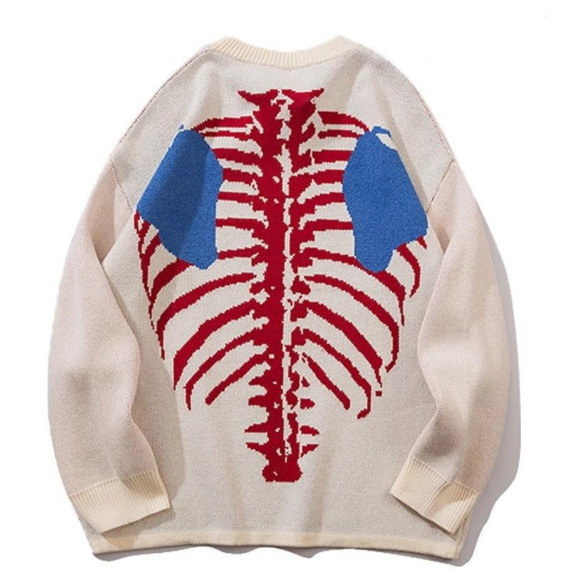 Edgy Skull Print Cashmere Pullover Sweater