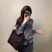 Idle Style Contrast Color Sweater Female Early Autumn Retro College