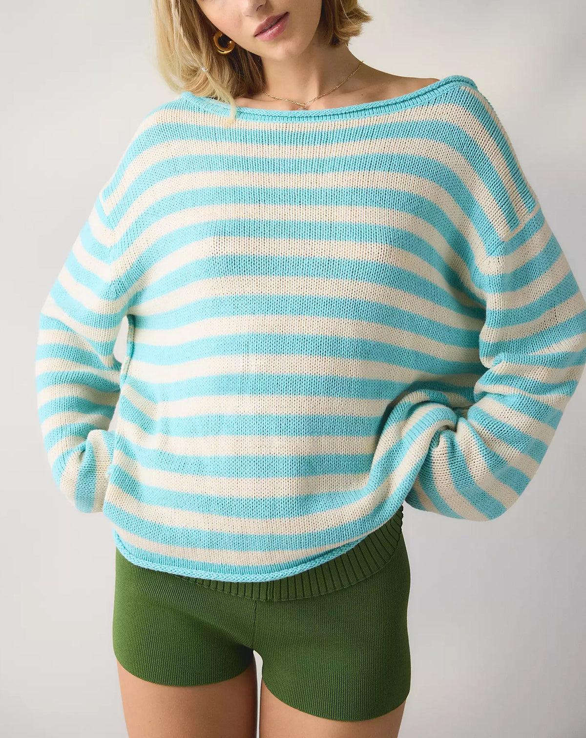 Womens Round-neck Long-sleeve Knit Top