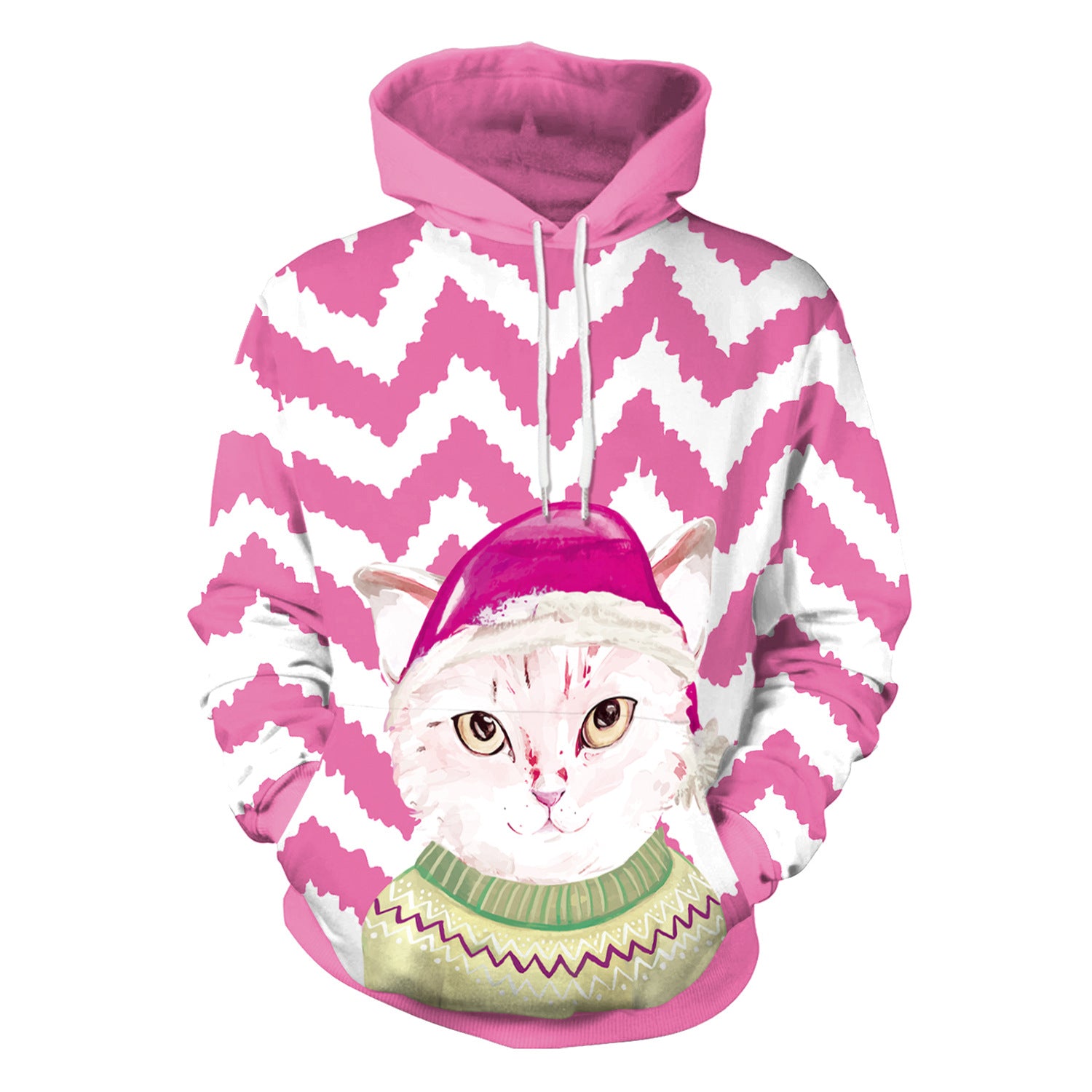 Women's Festive Christmas Hooded Digital Print Loose Sweatshirt