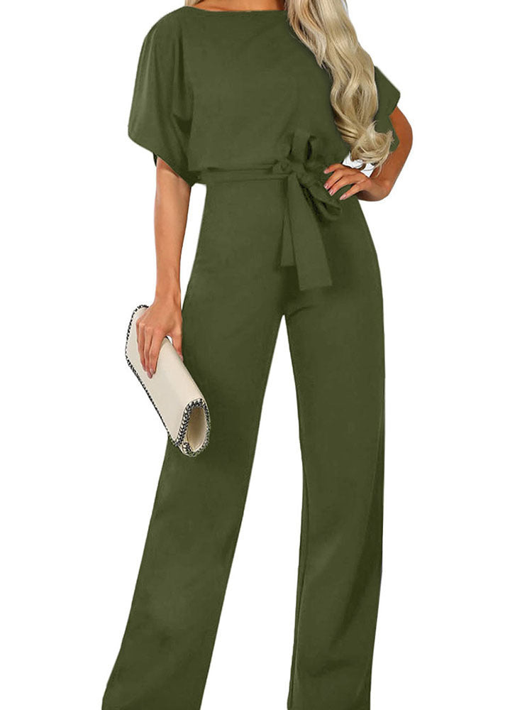Casual Drawstring Wide-Leg Jumpsuit