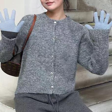 Sweet Loose-fitting Slimming Round-neck Knitted Top for Women
