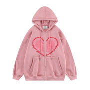 Cozy Unisex Love Foam Print Zip Hoodie