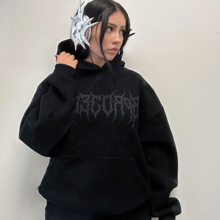 Long Sleeve Couple Sweatshirt Hot Drilling Printed Hoodie