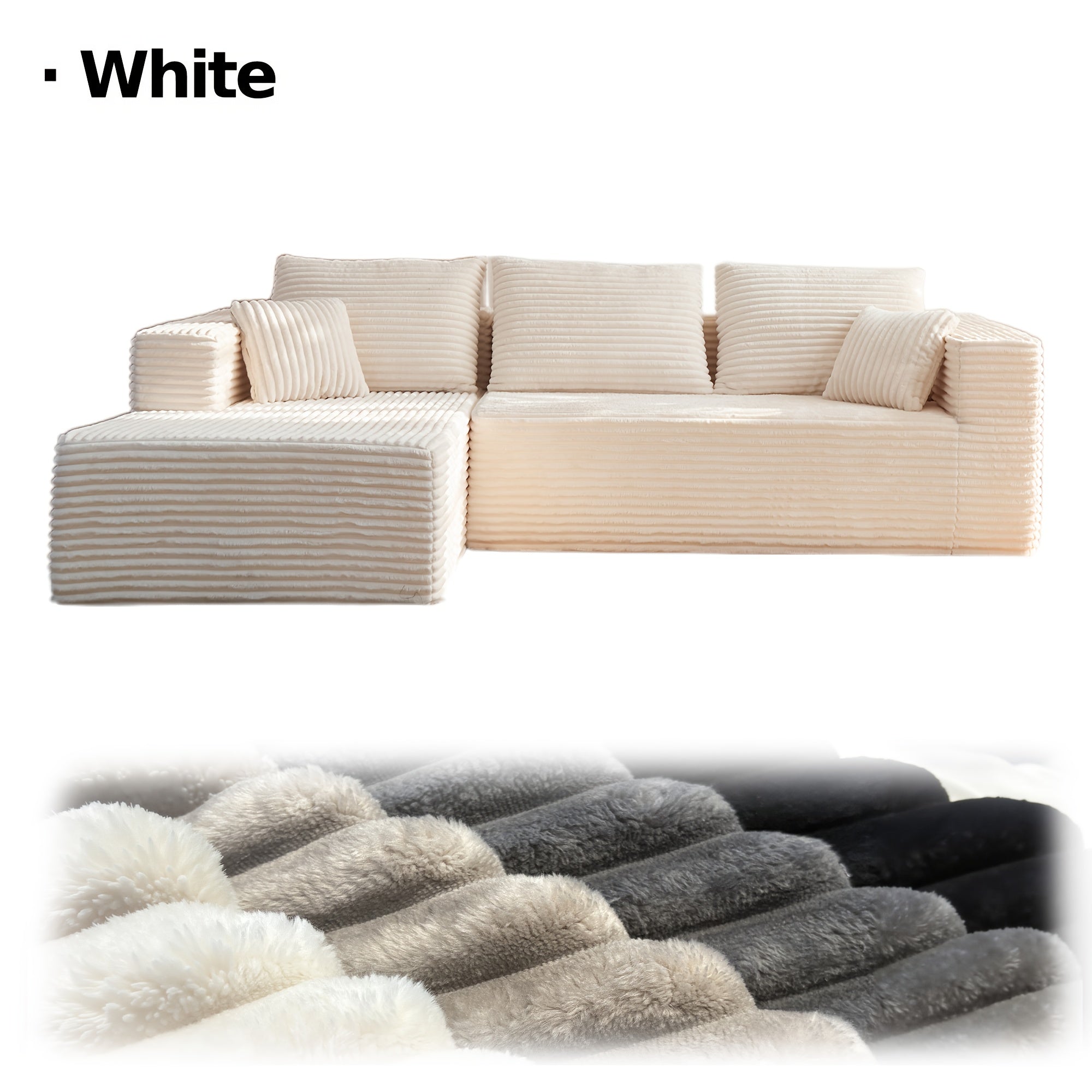 LIAROO Oversized L-Shaped Sectional Sofa with Chaise Lounge