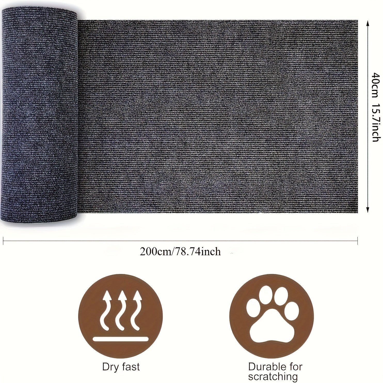 Trimmable Cat Furniture Protector With Self-adhesive Scratch Pad To Protect The Sofa, Door, And Cat Tree Frame From Claw Damage (gray, 78.7 X 15.8)