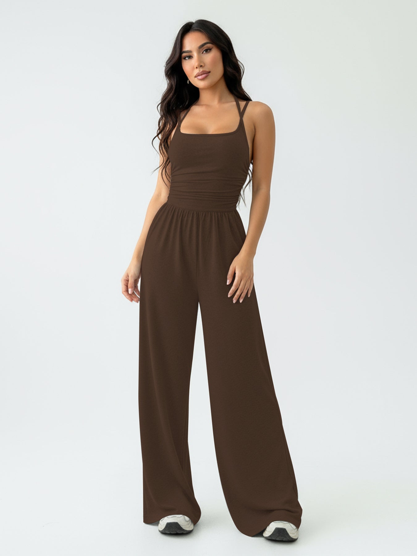 Strap Waist-Cinching Wide-Leg Jumpsuit For Women