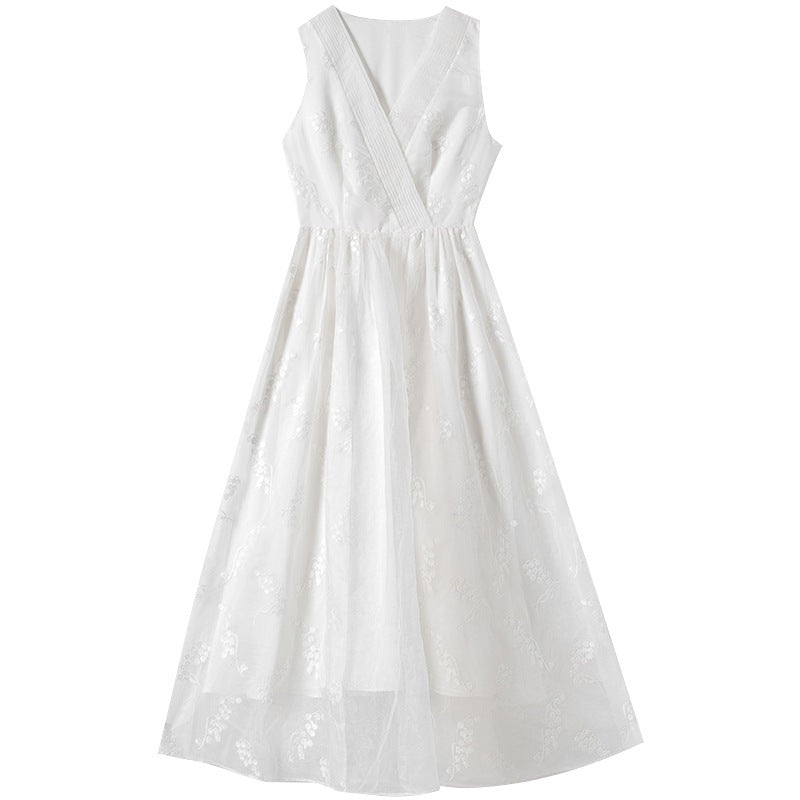 Women's Chiffon White Sleeveless Strap Dress